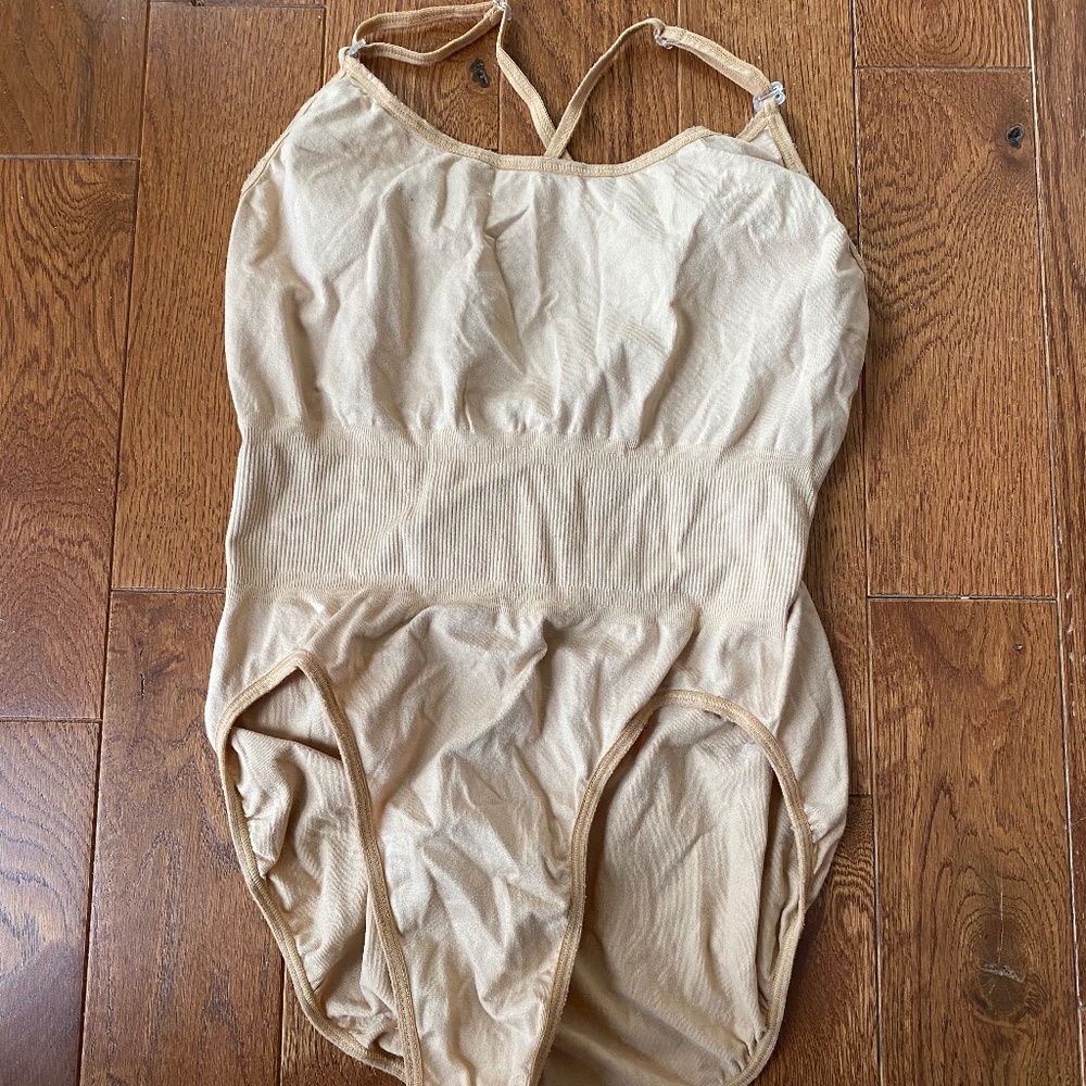 Convertible-Strap Camisole Leotard, Nude